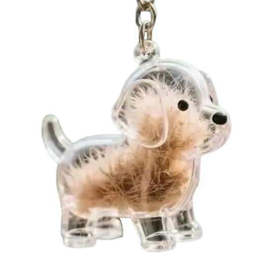 Dog Hair Collector Keychain Dog Shape Charm Keychain Memorial Storage Box Transparent Pet Fur Keepsake Capsule Memorial Gift for Pet Lovers