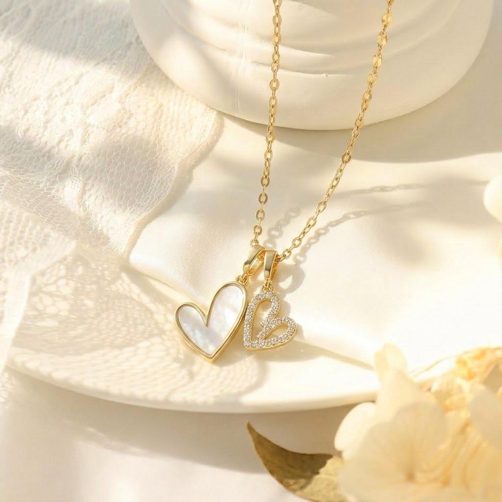 Women's Japanese Korean Style Zircon Heart-shaped Necklace
