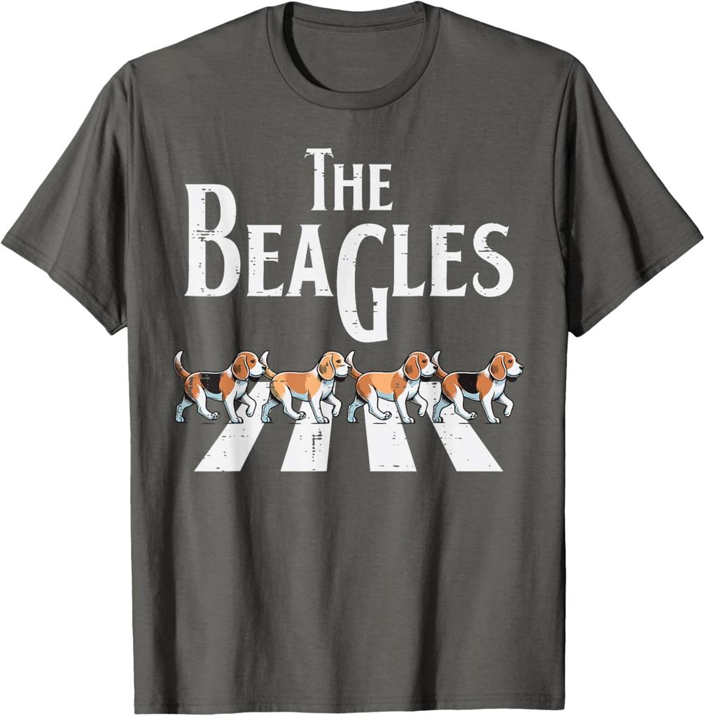 The Beagles Parody Abbey Road Walking Dogs Graphic Tee Casual Cotton TShirt for Men Women