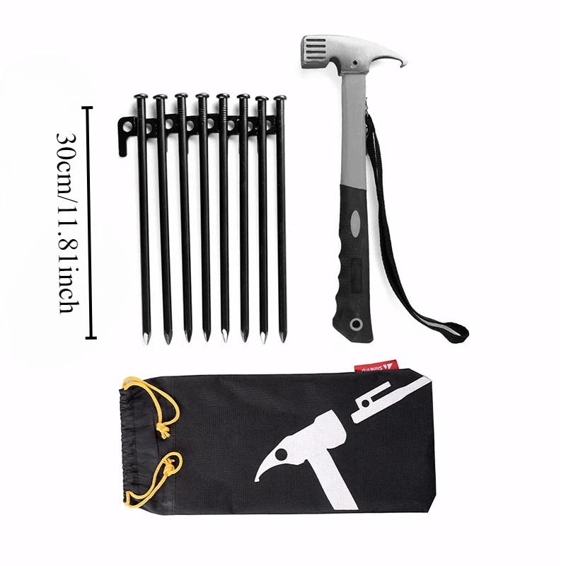 8pcs Camping Tent Legs and Hammer Set Tent Stakes Pegging Ground Nails 20/30/40cm Length Outdoor Camper Tourist Supplies