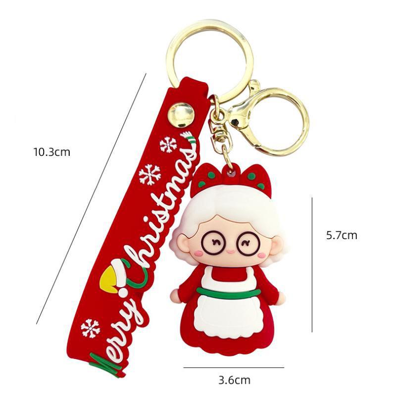 1 Pcs Santa Keychain Cartoon Claus Key Fob Cute Xmas Tree Keyring for Christmas Decoration Phone Backpack Purse Gift.