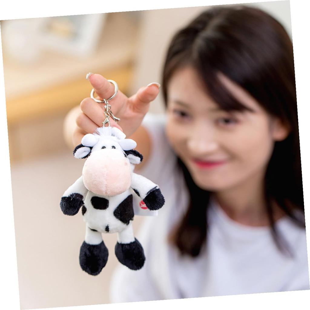 Iplusmile Plush Cow Keychain - Fluffy Animal Charm, Toy, Lightweight, Perfect for Bags, Keychains, Parties, Gifts