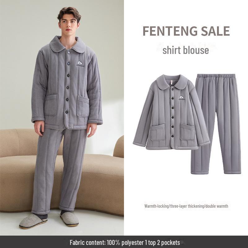 Antistatic Suede-Lined Women’s Autumn/Winter Suit - Three-Layer Velvet Men's Homewear