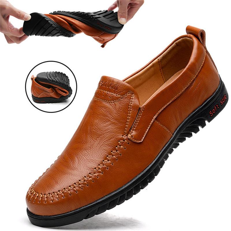 2025 Spring Men's Shoes Leather Soft Sole Personalized Beanie Shoes Men's Cheap Fashion Casual One-pedal Leather Shoes