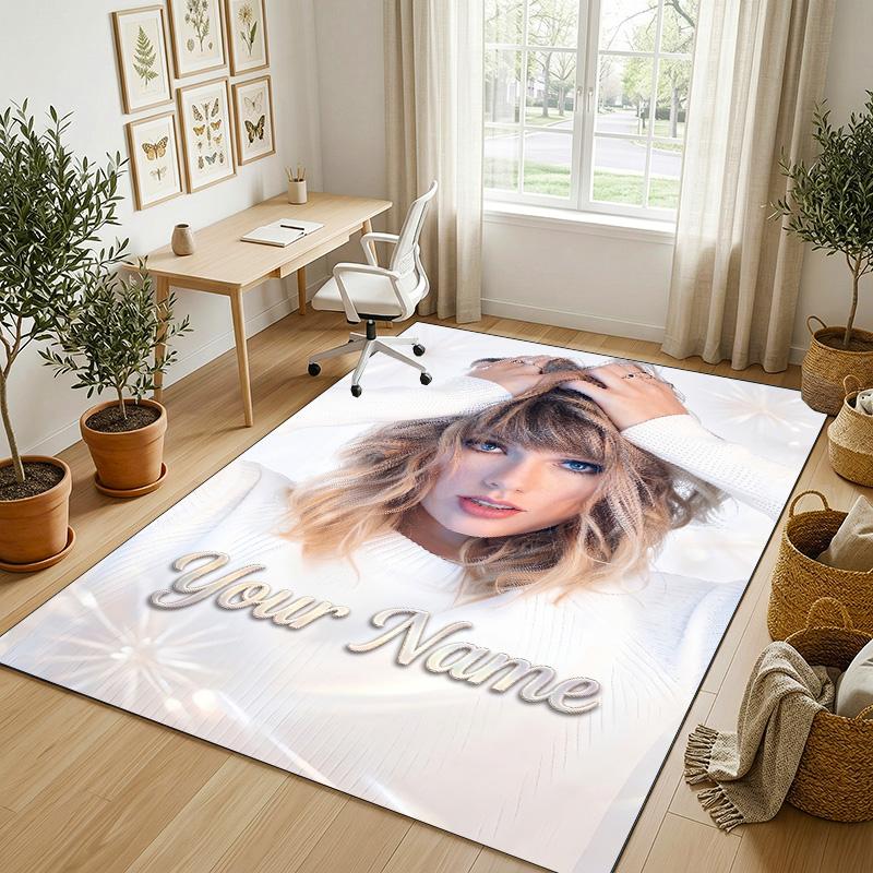 Personalized Crystal Velvet Carpet,Taylor Swift Custom Printed Name, Plush Area Rug For Home Indoor Decor