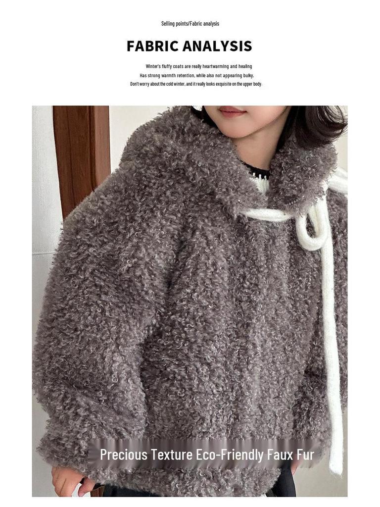 2025 Herbst/Winter Kinder Plüsch Hasenohren Kunstfellmantel