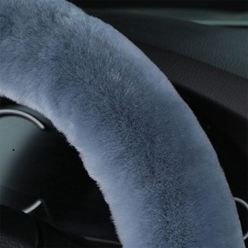 OFLBA Real Fur Car Steering Wheel Cover Auto Australian Sheepskin Steering Wheel Covers Universal Warm