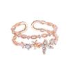 Adjustable Open Women Fashion Cubic Zircon Flower Finger Jewelry Gift for Girls
