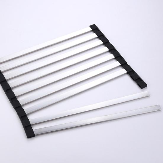 Foldable Sink Drying Rack Detachable Metal Tube Drying Rack with Silicone Cuttable Edge Dish Drying Rack for Kitchen Countertop