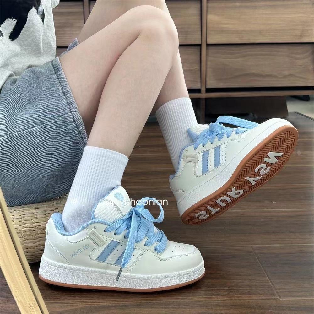 Hong Kong style white and blue niche bread shoes waterproof autumn new couple campus casual sports shoes