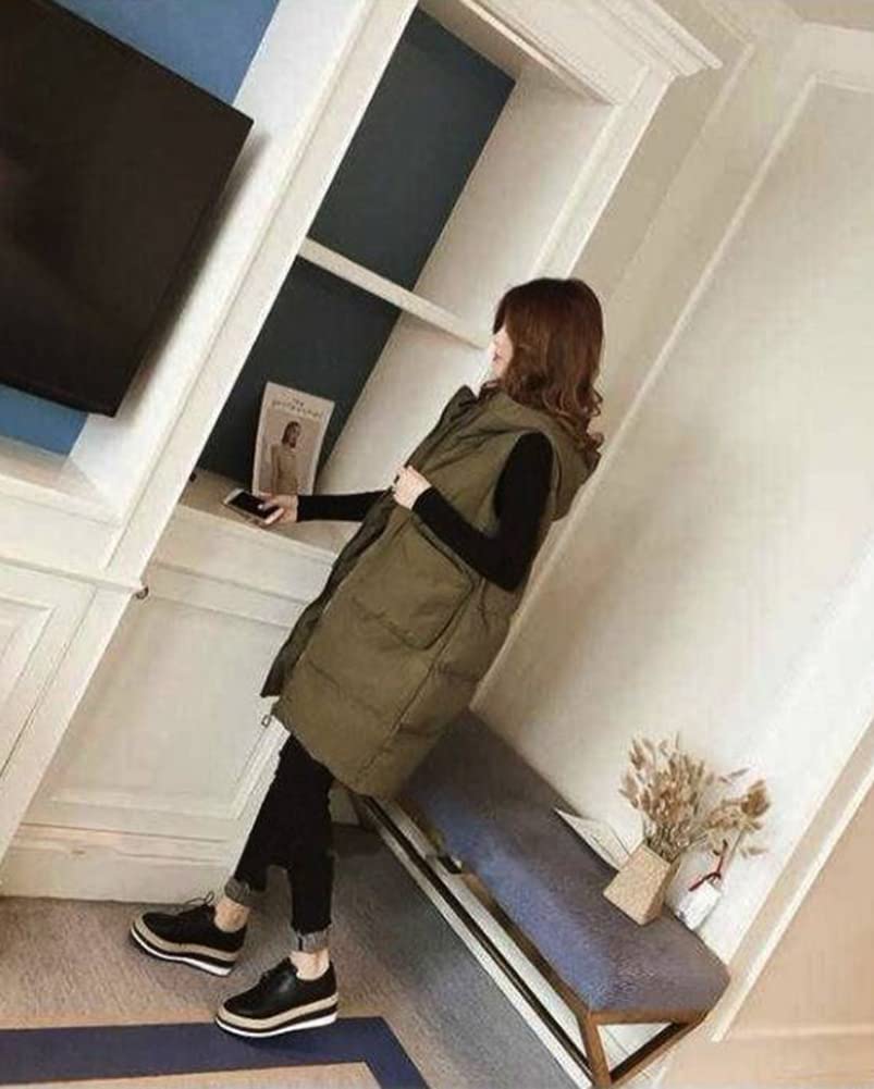 TASOGARA Down Perfect for Fall and Winter Women's Vest, Long, Padded, Lightweight, Hooded, (JP, Alphabet, M, Green)