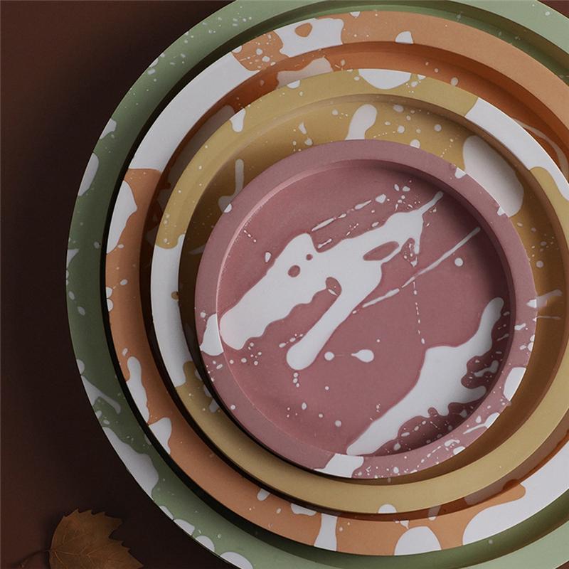 ABWR-Round Plate Silicone Mold Fruit Disc Tea Tray UV Resin Mould Gypsum Cement Mold Jewelry Tools 4Piece