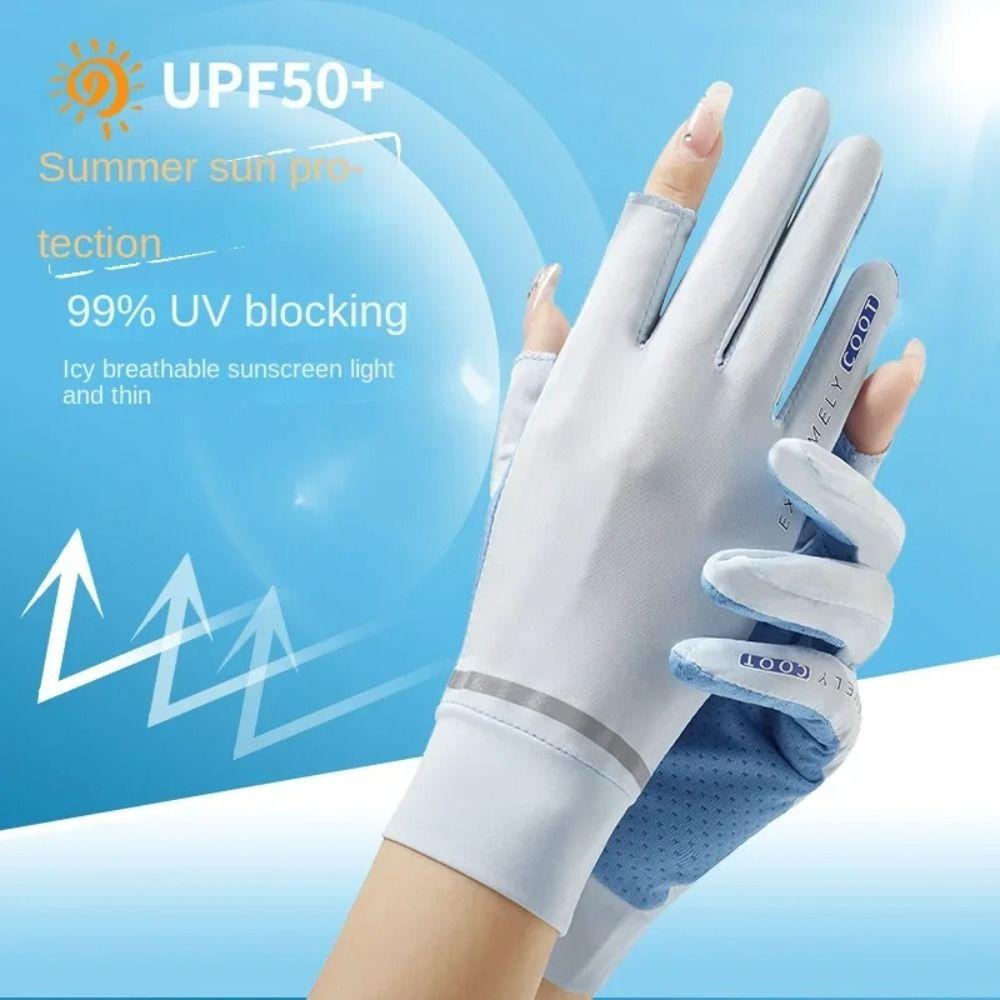 Gants d'été respirants en soie glacée sans doigts Gants de protection solaire pour le cyclisme et la conduite