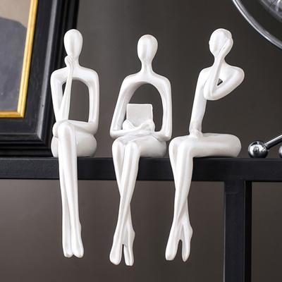 Statua Pensatore Dorato Scultura Decorativa Astratta Ornamento per Migliorare la Concentrazione Scrivania Ufficio Mensola Soggiorno Camera da Letto Decorazione