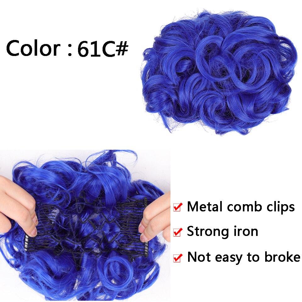 Syntetický hřeben Clip In Kudrnaté prodlužování vlasů Drdol do vlasů Ombre Blond Elastické gumičky do vlasů pro ženy