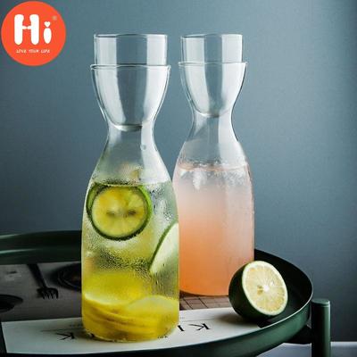 Bonjour Bouteille d'eau en verre transparent nordique avec ensemble tasse à thé à fleurs Créatif Simple Maison Tasse à jus Pichet pour boisson chaude/froide résistant à la chaleur