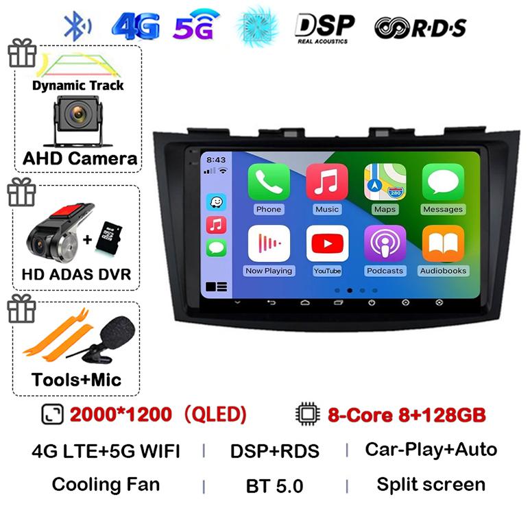 Android 14 Carplay Auto Car Radio For Suzuki Swift 4 2011 2012 2013 2014 2015 2016 Multimedia Video Player Audio GPS Stereo WIFI