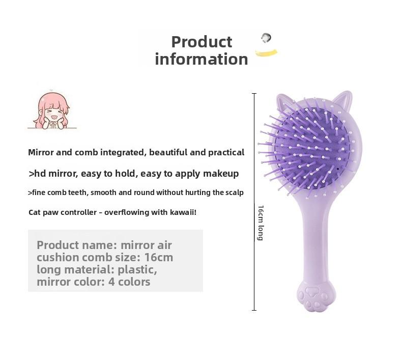 Hot-selling Cartoon Cute Air Cushion Comb Mini Airbag Hair Brush, Plastic Handle Tangled Massage Band Mirror Hair Brush