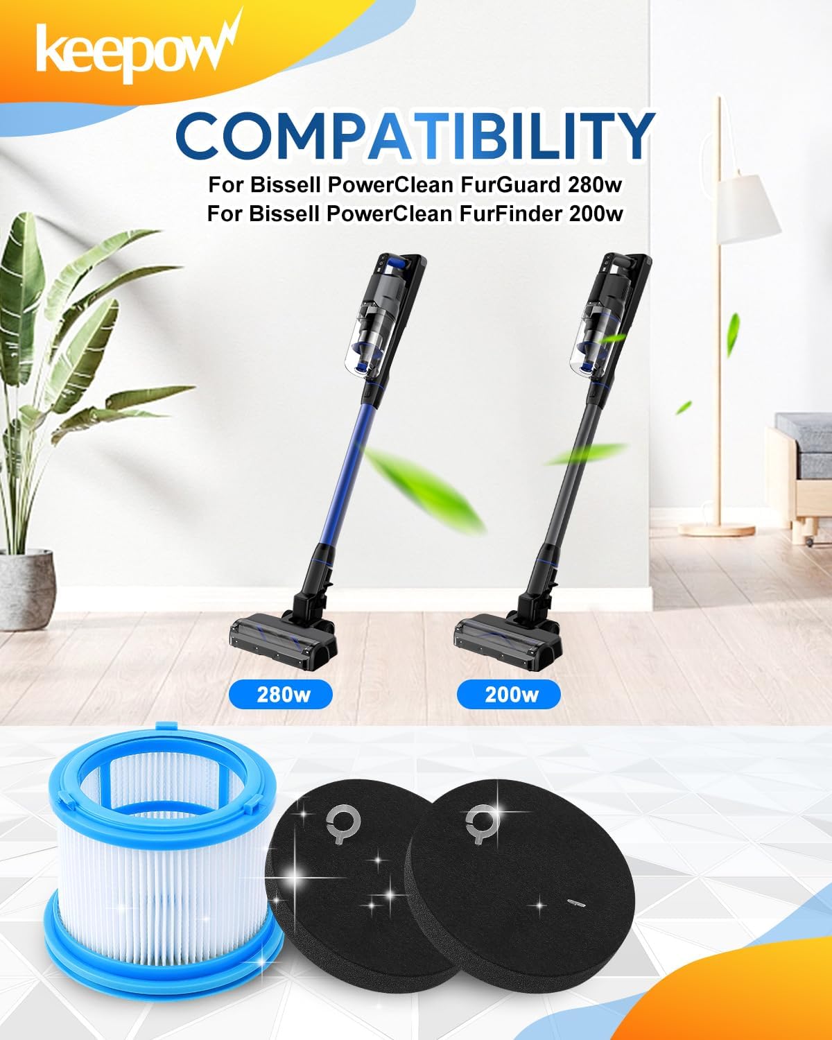 Комплект моющихся HEPA-фильтров для PowerClean FurGuard 280 Вт и FurFinder 200 Вт, 2 фильтра, 4 предварительных фильтра, 1 щетка United States