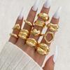 11Pcs/Set Gold Color Punk Irregular Geometric Open Rings Set For Women Hip Hop Metal Thick Knuckle Ring Waterproof Jewelry Gift