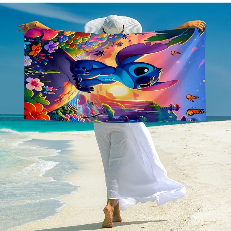 Ultra-Soft Beach Towel with Stitch Theme,Ideal for Pool - Camping, Diving - Perfect Travel Essential, Vibrant Beach Towel.