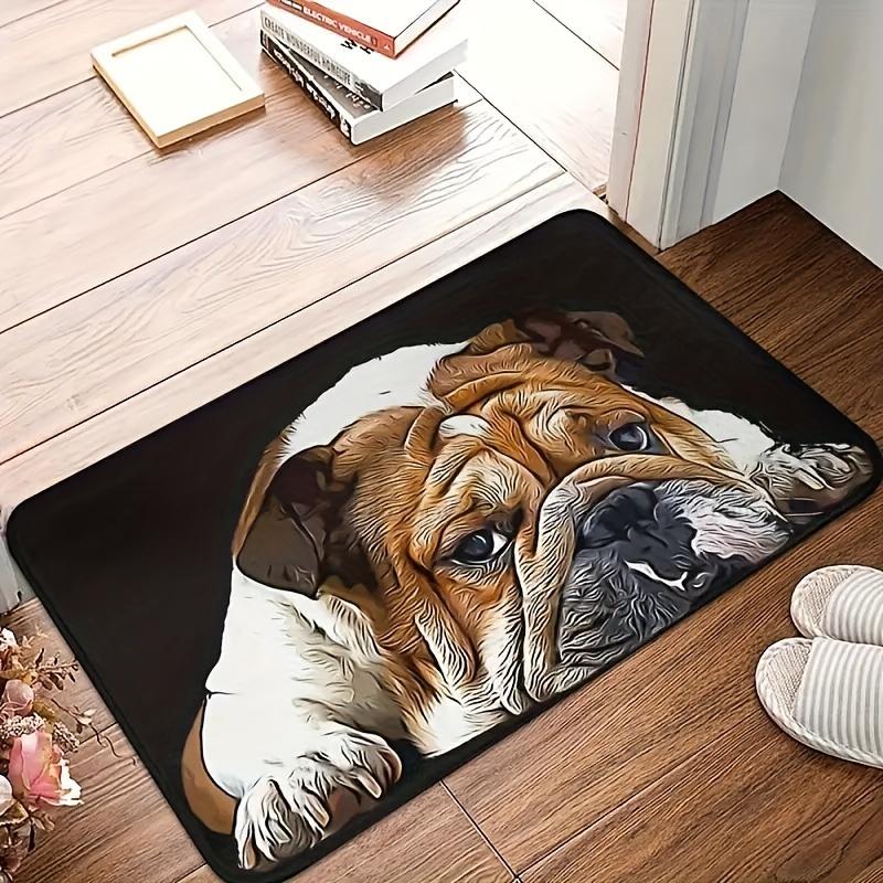 Cute English Bulldog Portrait Print Doormat Entryway Porch Living Room Bedroom Kitchen Balcony Indoor Outdoor Floor Rug