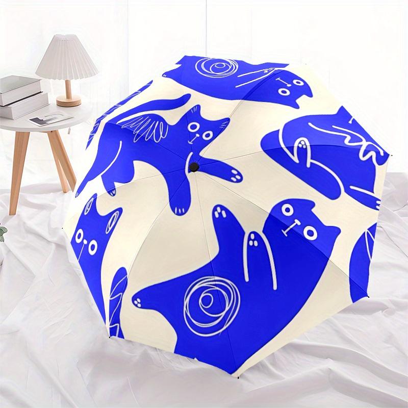 1 Stück Automatisch Öffnender/Schließender Kompakter Faltregenschirm mit Katzenmuster, Stabiles Dach mit 8 Speichen, Leicht und Tragbar, Für den Täglichen Gebrauch, Geschenk, Outdoor-Regenschirm, Reisen