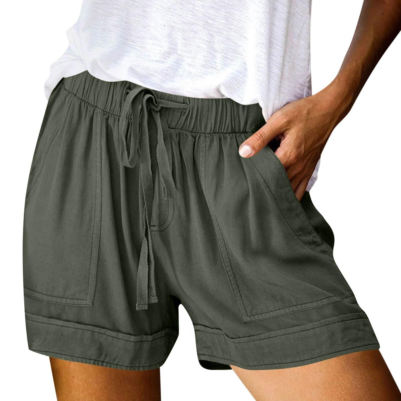 

Женские повседневные летние эластичные пляжные шорты однотонные повседневные шорты L