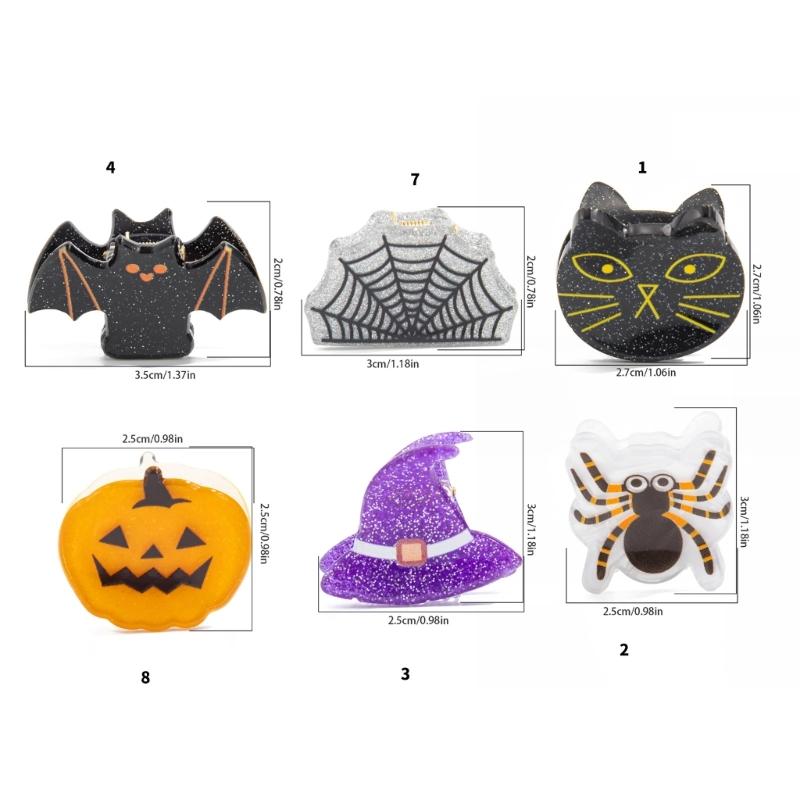 1PC Halloween Bat Pumpkin Spiders Hair Clip For Kids Party Costume Accessories Practical Acrylic Design Safe Hairpins