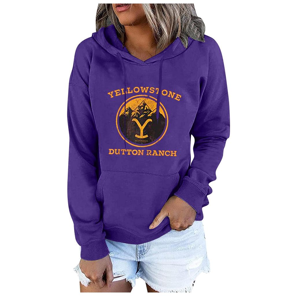 Women's Printed Round Neck Long Sleeve Pullover Casual Sweatshirt