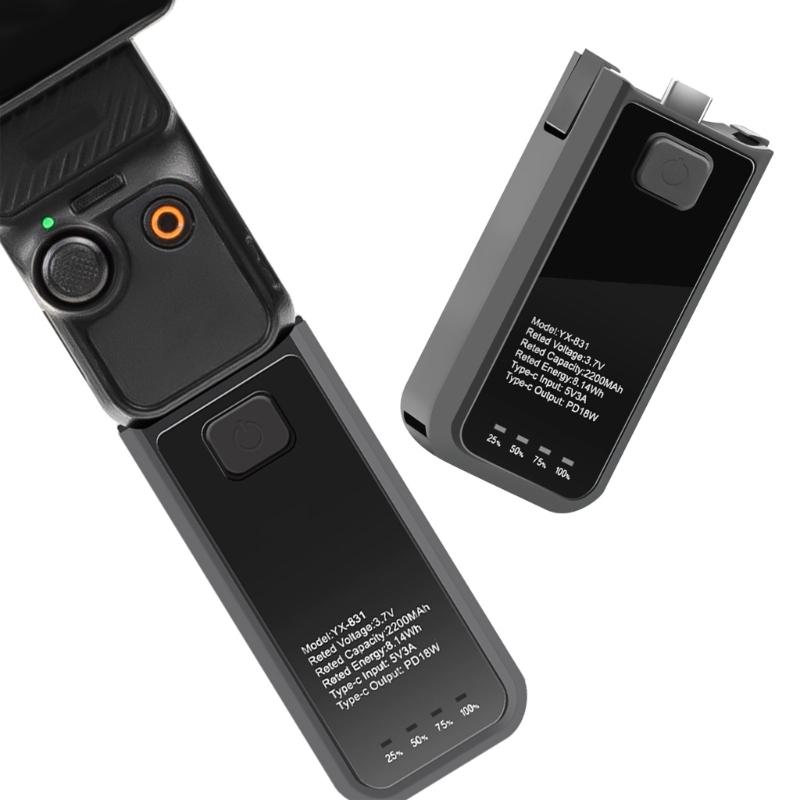 Battery Handle Powerbank Extended Runtimes Boost Hot Swap USB C Port Tripod Mount for Pocket 3 Cameras Accessory