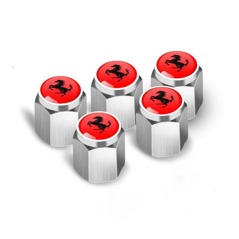 5Pcs Car Wheel Tire Valve Caps Metal Stem for Ferrari Roma 488 Portofino F8 Roma Spider SF90 458 488 599 612 FF F12 Accessories HS9
