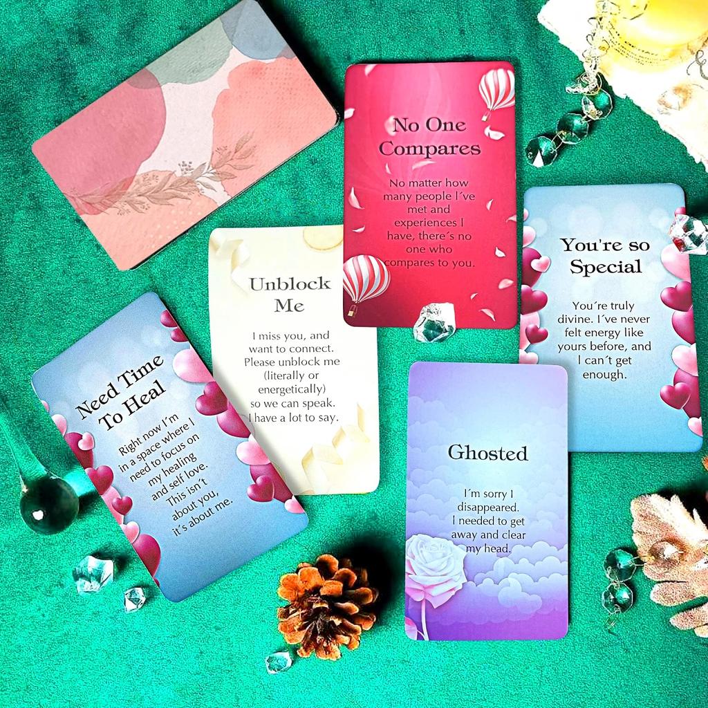 Han Yu Bowen Oracle de l'Amour Flamme Jumelle Oracle Débutant Tarot 54 Cartes Colorées Romantiques Oracle de l'Amour avec Signification pour Âmes Sœurs et Romantique x x