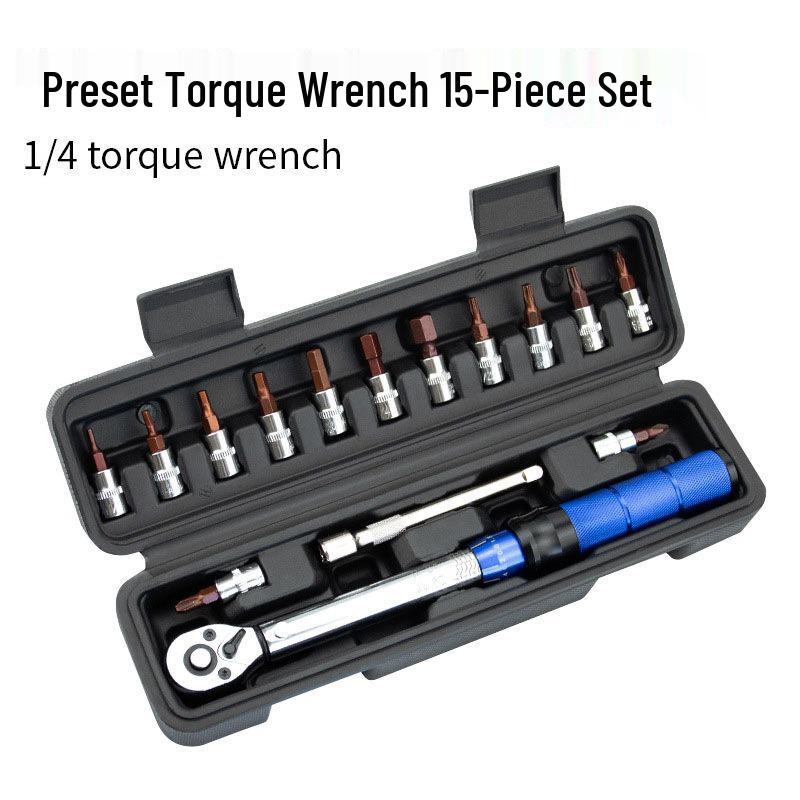 15-Piece High Precision Adjustable Torque Wrench Set for Bicycle Repair