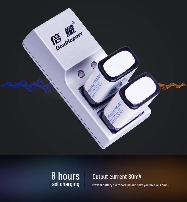 9V Battery Charger Set with Two 3700mAh Rechargeable Lithium-Ion Batteries