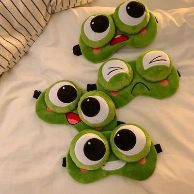Lovely Cartoon Frog Sleep Eye Mask Skin-friendly Breathable Shading 3D Eye Mask Green Big Eyes Sleep Mask Travel Nap