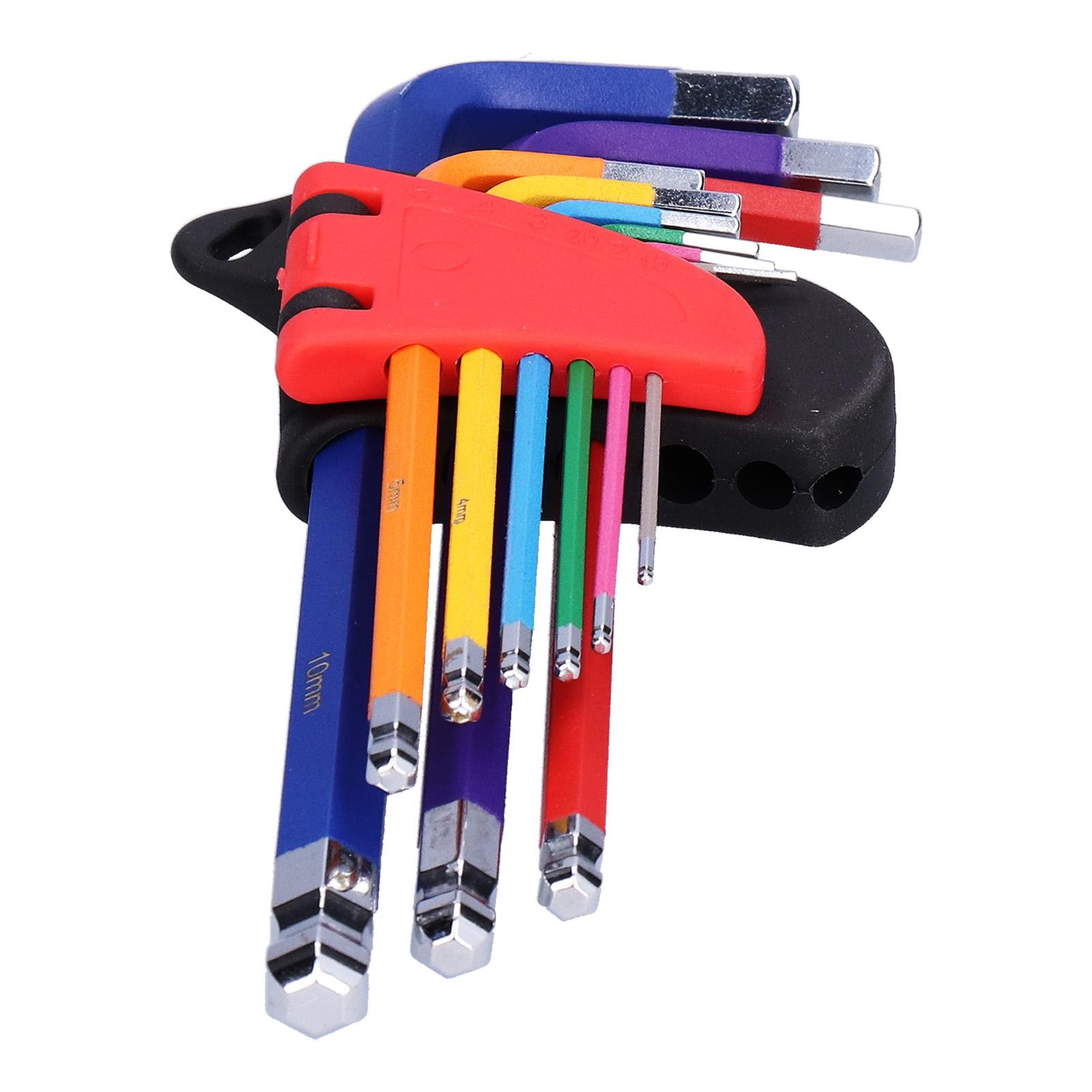 

Набор из 9 шестигранных ключей с шаровым плоским концом, металлический набор инструментов для технического обслуживания и ремонта 13012