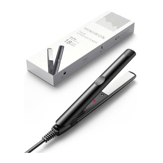 RUNCTY Mini Hair Straight Iron, Ultra Lightweight, 2-Way Hair Iron, Bangs, Curl, Straight, High Temperature 220, Rapid Heating, Equipped with