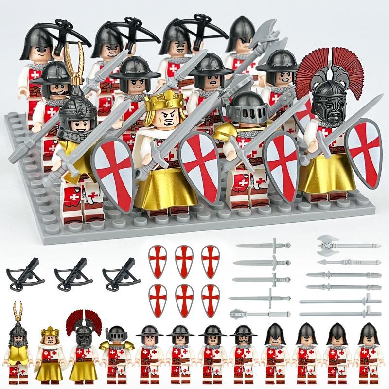 Ilimbe Knight M8154 Medieval Minifigures Cross-border Green Dragon Knight Shield Building Block Toys Hot 24 Models