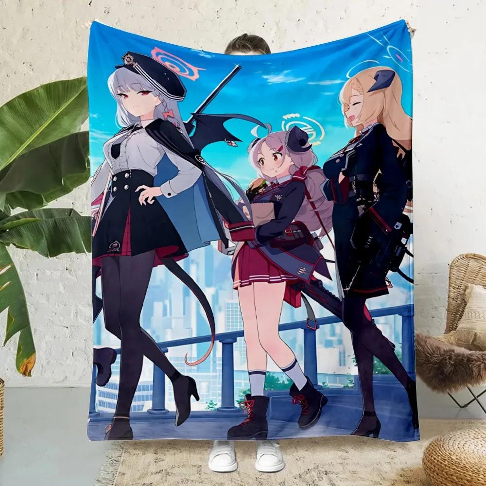 Anime Shiroko Blue Archive Girl Printed Throw Blanket Soft Cozy for Home Travel Birthday Gift