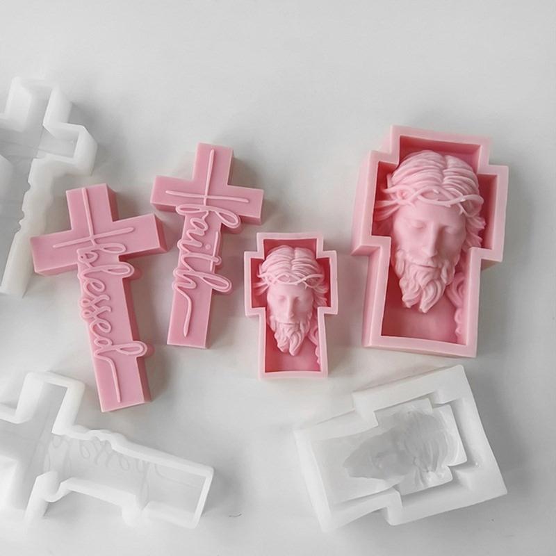 Stampo in Silicone Statua Croci 3D Scultura Busto Unico Stampo Candela Stampo Resina Gesso Ornamento Regalo Fatto a Mano per Artigianato