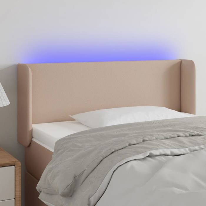 VidaXL Tête de Lit à LED Meuble de Chambre à Coucher Accessoire de Lit Simple Tête de Cadre de Lit Intérieur Cappuccino 3123045