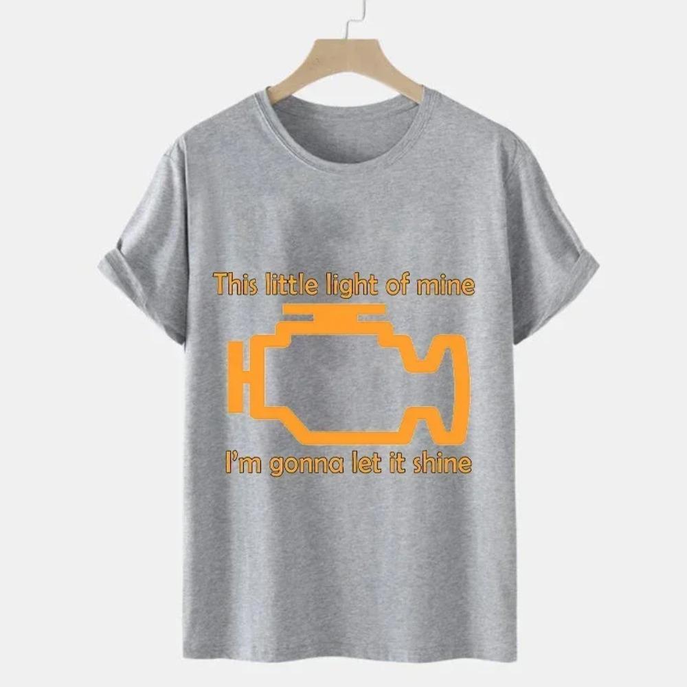2023 Tee Shirts for Men Check Engine Let It Shine Mechanic Funny Design T-shirt Short Sleeve Tops Men Women T-shirt Tee Oversize