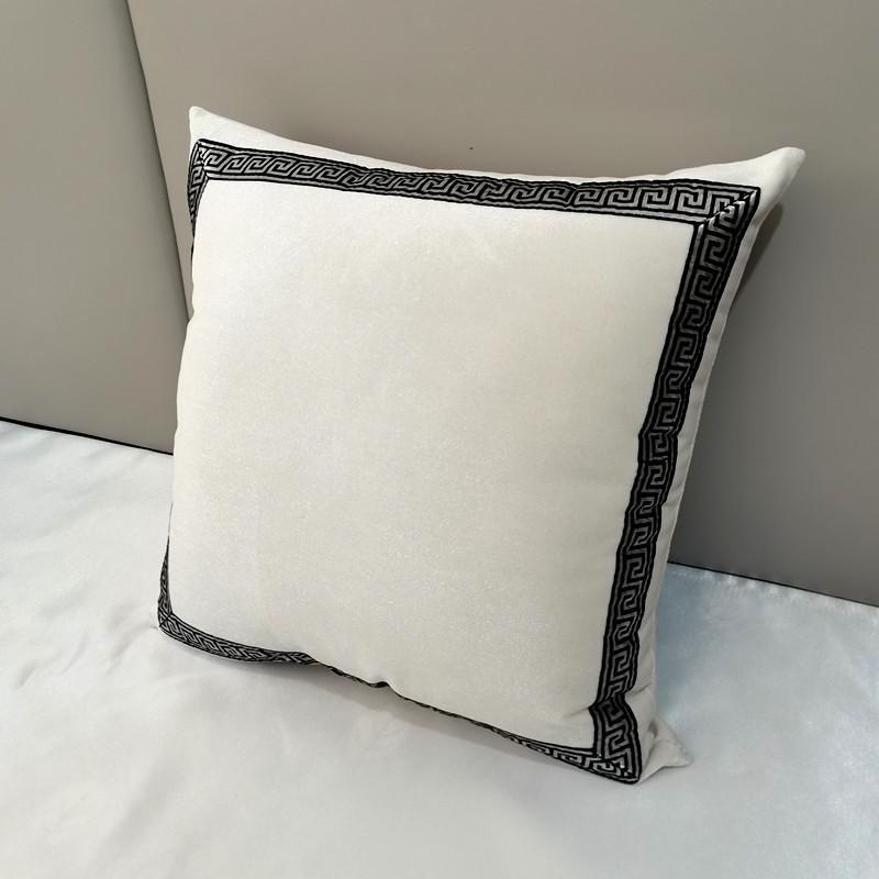 1 Stück geometrische Samt-Kissenhülle Luxus High-End Klassisch Schwarz Weiß Kissenbezug 45*45 50*50 Sofa Überwurf-Kissenbezug Graue Farbe