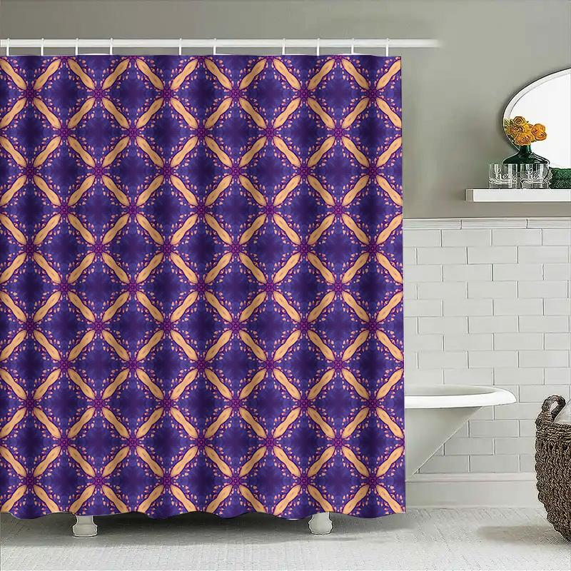 Kaleidoscope Shower Curtain Purple Yellow Pattern Bathroom Decor Waterproof Fabric Shower Panels Home Accessories Customizable S