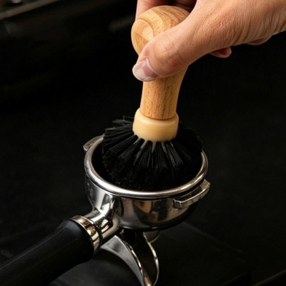 Wooden Handle Coffee Cleaning Brush Espresso Portafilter Cleaning Brush Coffee Grounds