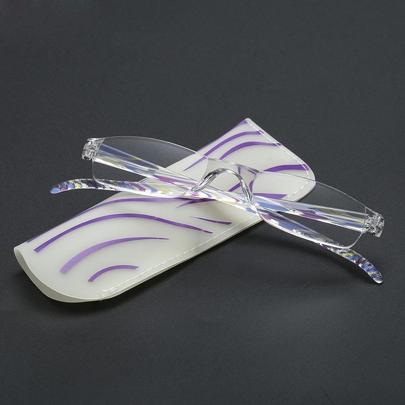 +1.0 ~ +4.0 Portable Far Sighted Glasses Unisex Ultralight Reading Glasses Frameless Resin Half Frame Reading Glasses