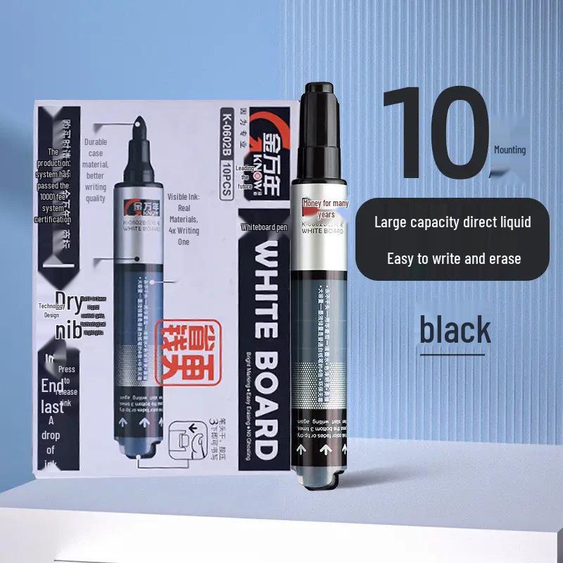 Jin Wannian Erasable Whiteboard Marker - Large Capacity, Quick-Dry, Easy to Erase for Teaching and Drawing.