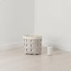 Open-Top Lined Storage Basket | Interlaced Strap Design, Deep Opening, Woven