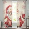 Christmas Snowflakes Retro Santa Claus Sheer Curtains Modern Gauze Curtain for Living Room Bedroom Voile Yarn Curtains